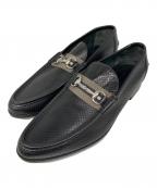 GUCCIグッチ）の古着「パンチングレザーホースビットローファー」｜ブラック