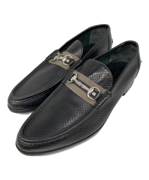 GUCCI（グッチ）GUCCI (グッチ) パンチングレザーホースビットローファー ブラック サイズ:9の古着・服飾アイテム