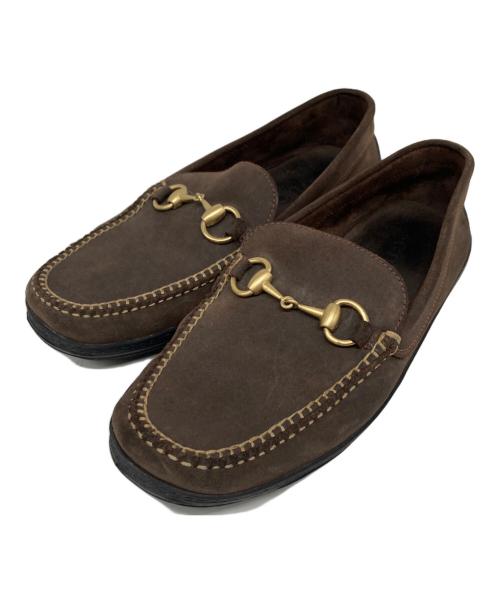 GUCCI（グッチ）GUCCI (グッチ) スウェードホースビットローファー ブラウン サイズ:9Mの古着・服飾アイテム