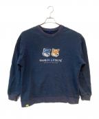 maison kitsuneメゾンキツネ）の古着「エンブロイダリークルーネックスウェット」｜ネイビー