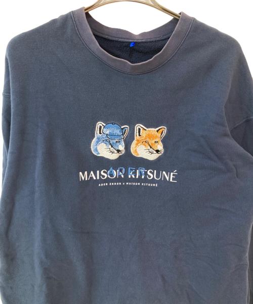 maison kitsune（メゾンキツネ）maison kitsune (メゾンキツネ) エンブロイダリークルーネックスウェット ネイビー サイズ:A3の古着・服飾アイテム
