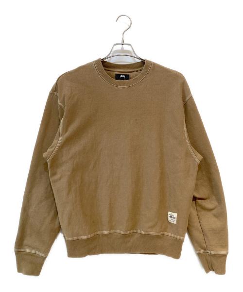 stussy（ステューシー）stussy (ステューシー) Contrast Stitch Label Crew Sweat ベージュ サイズ:Ｓの古着・服飾アイテム
