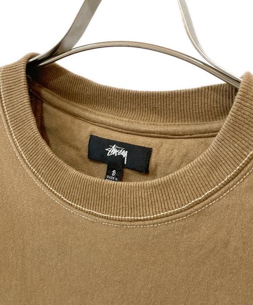 stussy（ステューシー）stussy (ステューシー) Contrast Stitch Label Crew Sweat ベージュ サイズ:Ｓの古着・服飾アイテム