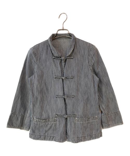 R BY 45rpm（アールバイフォーティファイブアールピーエム）R BY 45rpm (アールバイフォーティファイブアールピーエム) チャイナポタン ヒッコリー コットンジャケット グレー サイズ:2の古着・服飾アイテム