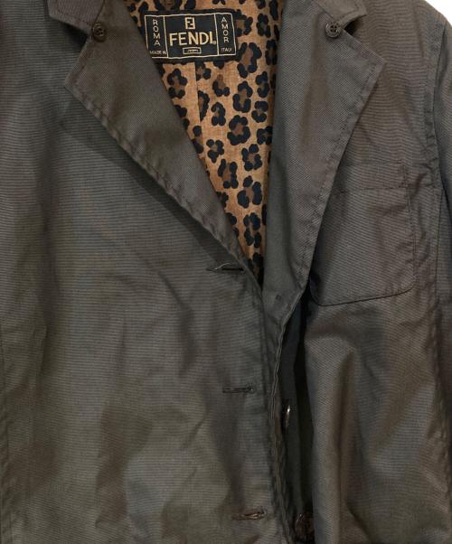 FENDI（フェンディ）FENDI (フェンディ) 裏レオパードナイロントレンチコート グレー サイズ:46の古着・服飾アイテム