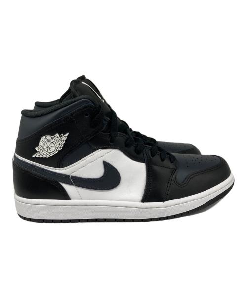 NIKE（ナイキ）NIKE (ナイキ) AIR JORDAN 1 MID BLACK/OFF NOIR-SUMMIT WHITE　エア ジョーダン ワン ミッド ブラック オフ ノワール サミット ホワイト ホワイト×ブラック サイズ:27.5の古着・服飾アイテム