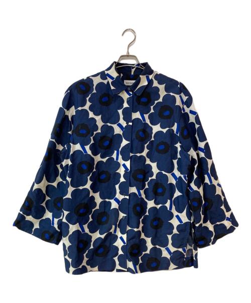 marimekko（マリメッコ）marimekko (マリメッコ) ウニッコワイドシャツ ブルー×ホワイト サイズ:38の古着・服飾アイテム