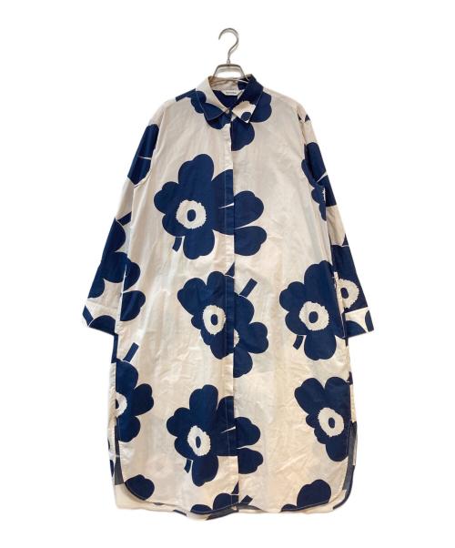 marimekko（マリメッコ）marimekko (マリメッコ) ウニッコ柄ワンピース ベージュ×ネイビー サイズ:38の古着・服飾アイテム