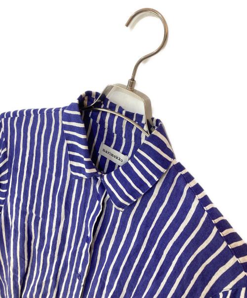 marimekko（マリメッコ）marimekko (マリメッコ) Akviferi Piccolo /アクヴィフェリ・ピッコロリネンシャツ ブルー×ホワイト サイズ:36の古着・服飾アイテム