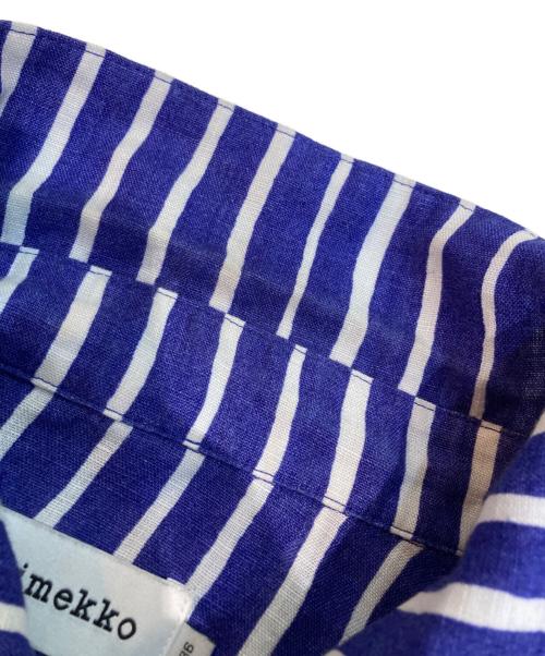 marimekko（マリメッコ）marimekko (マリメッコ) Akviferi Piccolo /アクヴィフェリ・ピッコロリネンシャツ ブルー×ホワイト サイズ:36の古着・服飾アイテム