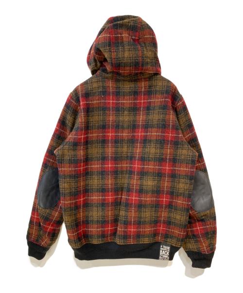 BACK CHANNEL（バックチャンネル）BACK CHANNEL (バックチャンネル) ムーンチェックウールフーデッドジャケット レッド サイズ:Lの古着・服飾アイテム