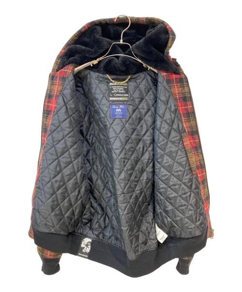 BACK CHANNEL（バックチャンネル）BACK CHANNEL (バックチャンネル) ムーンチェックウールフーデッドジャケット レッド サイズ:Lの古着・服飾アイテム