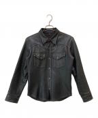 THE FLAT HEADザ・フラットヘッド）の古着「ディアスキン レザーシャツ」｜ブラック