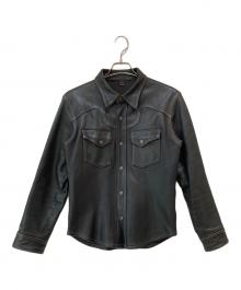 THE FLAT HEAD（ザ・フラットヘッド）の古着「ディアスキン レザーシャツ」｜ブラック
