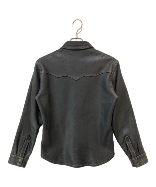 THE FLAT HEAD（ザ・フラットヘッド）THE FLAT HEAD (ザ・フラットヘッド) ディアスキン レザーシャツ ブラック サイズ:38の古着・服飾アイテム