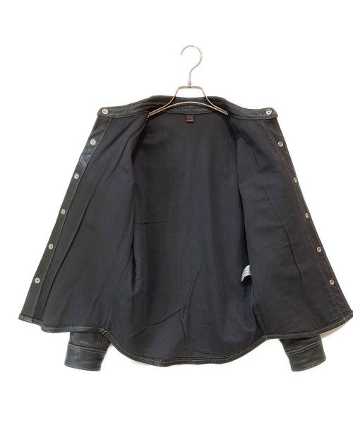 THE FLAT HEAD（ザ・フラットヘッド）THE FLAT HEAD (ザ・フラットヘッド) ディアスキン レザーシャツ ブラック サイズ:38の古着・服飾アイテム