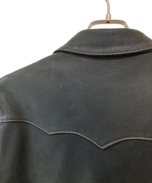 THE FLAT HEAD（ザ・フラットヘッド）THE FLAT HEAD (ザ・フラットヘッド) ディアスキン レザーシャツ ブラック サイズ:38の古着・服飾アイテム