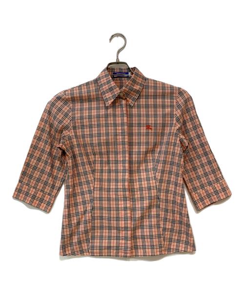 BURBERRY BLUE LABEL（バーバリー ブルー レーベル）BURBERRY BLUE LABEL (バーバリー ブルー レーベル) チェックシャツ ピンク サイズ:38の古着・服飾アイテム