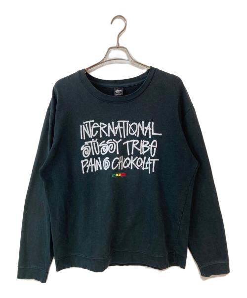 stussy（ステューシー）stussy (ステューシー) プリントスウェット ブラック サイズ:XLの古着・服飾アイテム
