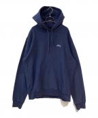 stussyステューシー）の古着「STOCK LOGO HOODIE」｜ネイビー