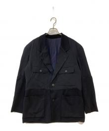 ISSEY MIYAKE（イッセイミヤケ）の古着「ニット切替テーラードジャケット」｜ネイビー
