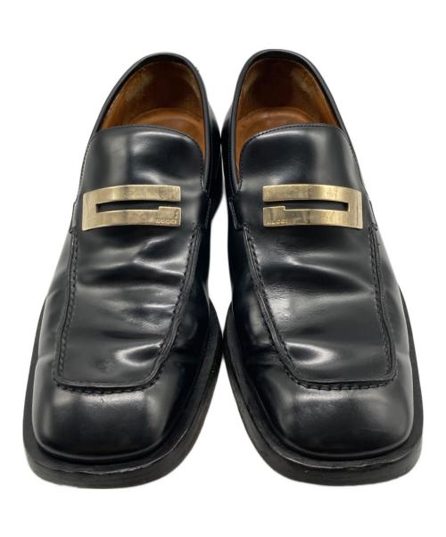 GUCCI（グッチ）GUCCI (グッチ) Gプレート スクエアトゥローファー ブラック サイズ:40　1/2　Eの古着・服飾アイテム