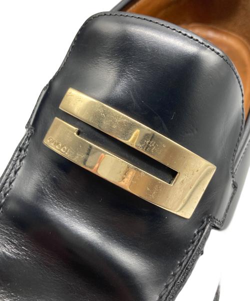 GUCCI（グッチ）GUCCI (グッチ) Gプレート スクエアトゥローファー ブラック サイズ:40　1/2　Eの古着・服飾アイテム