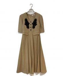 HER LIP TO（ハーリップトゥ）の古着「Lace Motif Twill Long Dress」｜ベージュ