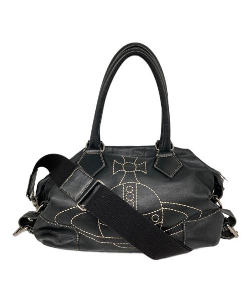 Vivienne Westwood（ヴィヴィアンウエストウッド）Vivienne Westwood (ヴィヴィアンウエストウッド) ビッグオーブステッチ レザー 2WAYショルダーバッグ ブラックの古着・服飾アイテム