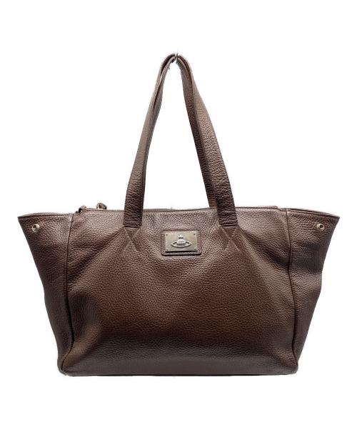 Vivienne Westwood（ヴィヴィアンウエストウッド）Vivienne Westwood (ヴィヴィアンウエストウッド) オーブプレート トートバッグ ブラウンの古着・服飾アイテム
