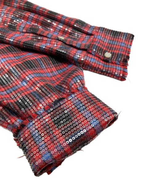 AFB（エーエフビー）AFB (エーエフビー) SPANGLE SHIRTS レッド サイズ:Mの古着・服飾アイテム