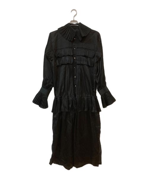 JUN MIKAMI（ジュン ミカミ）JUN MIKAMI (ジュン ミカミ) 18AW コットンシルク フリルワンピース ブラック サイズ:FREEの古着・服飾アイテム