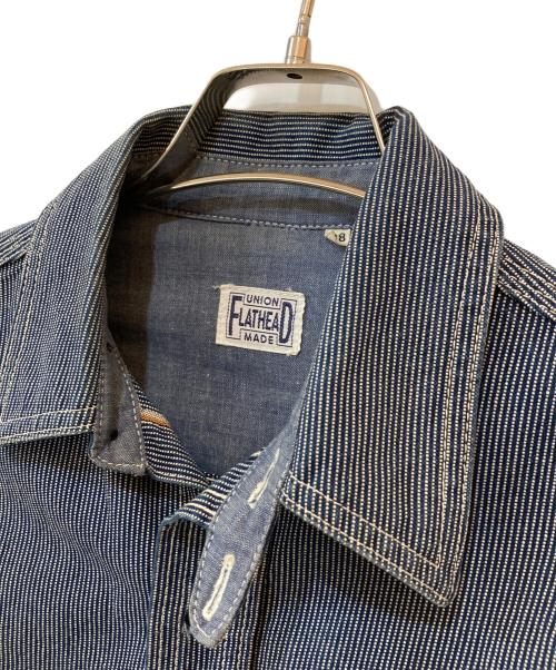 THE FLAT HEAD（ザ・フラットヘッド）THE FLAT HEAD (ザ・フラットヘッド) ヒッコリーシャツ　 インディゴ サイズ:38の古着・服飾アイテム