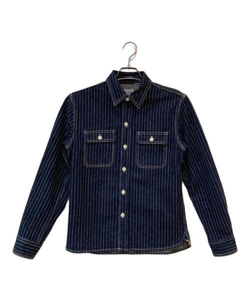 THE FLAT HEAD（ザ・フラットヘッド）THE FLAT HEAD (ザ・フラットヘッド) ヒッコリーシャツ インディゴ サイズ:38の古着・服飾アイテム