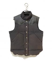 SUGAR CANE（シュガーケーン）の古着「LEATHER YOKE DOWN VEST」｜ブラック
