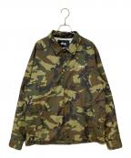 stussyステューシー）の古着「カモフラ柄 サークルロゴコーチジャケット」｜カーキ