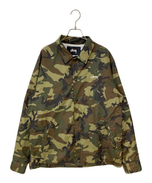 stussy（ステューシー）stussy (ステューシー) カモフラ柄 サークルロゴコーチジャケット カーキ サイズ:Lの古着・服飾アイテム