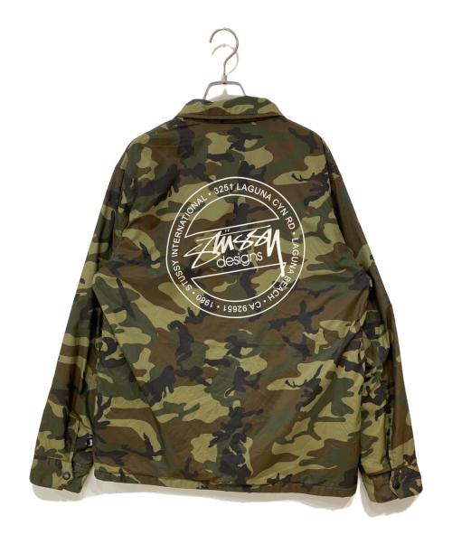 stussy（ステューシー）stussy (ステューシー) カモフラ柄 サークルロゴコーチジャケット カーキ サイズ:Lの古着・服飾アイテム