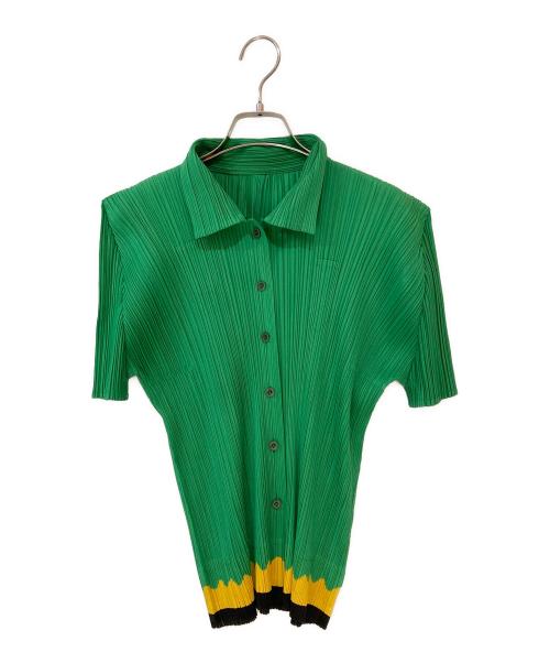 PLEATS PLEASE（プリーツプリーズ）PLEATS PLEASE (プリーツプリーズ) プリーツシャツ グリーン サイズ:3の古着・服飾アイテム