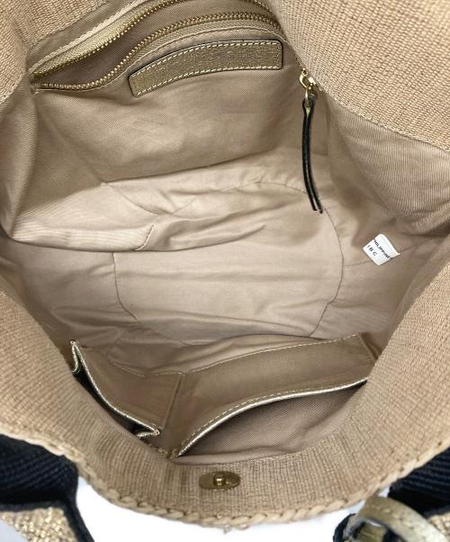 VIOLAd'ORO（ヴィオラドーロ）VIOLAd'ORO (ヴィオラドーロ) ラフィアテープハンドルトートバッグ アイボリーの古着・服飾アイテム