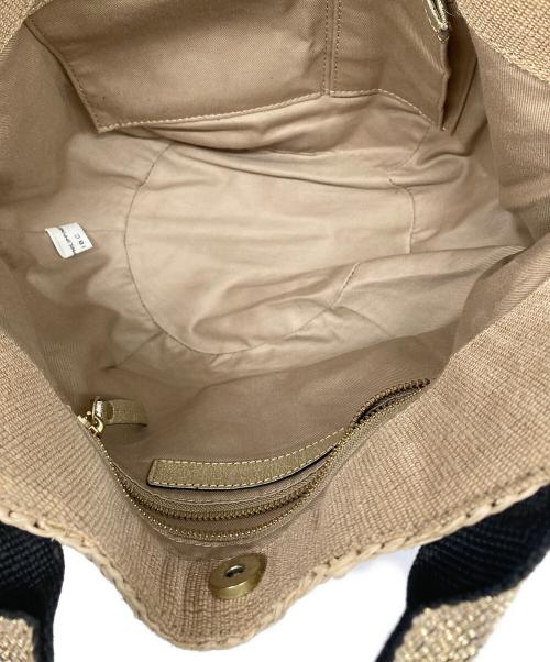 VIOLAd'ORO（ヴィオラドーロ）VIOLAd'ORO (ヴィオラドーロ) ラフィアテープハンドルトートバッグ アイボリーの古着・服飾アイテム