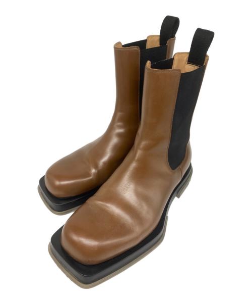 BOTTEGA VENETA（ボッテガベネタ）BOTTEGA VENETA (ボッテガベネタ) スクエアトゥ サイドゴアブーツ ブラウン サイズ:41の古着・服飾アイテム