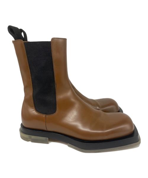 BOTTEGA VENETA（ボッテガベネタ）BOTTEGA VENETA (ボッテガベネタ) スクエアトゥ サイドゴアブーツ ブラウン サイズ:41の古着・服飾アイテム