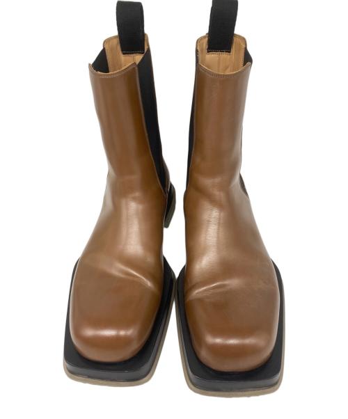 BOTTEGA VENETA（ボッテガベネタ）BOTTEGA VENETA (ボッテガベネタ) スクエアトゥ サイドゴアブーツ ブラウン サイズ:41の古着・服飾アイテム