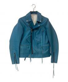 KHOKI（コッキ）の古着「Ripped leather  jacket」｜ブルー