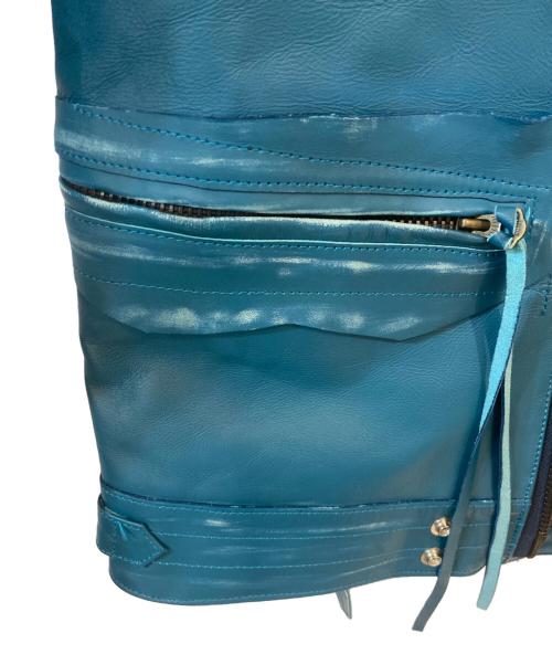 KHOKI（コッキ）KHOKI (コッキ) Ripped leather  jacket ブルー サイズ:2の古着・服飾アイテム