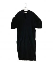 Mame Kurogouchi（マメクロゴウチ）の古着「Crepe Deep V-Neck Dress」｜ブラック