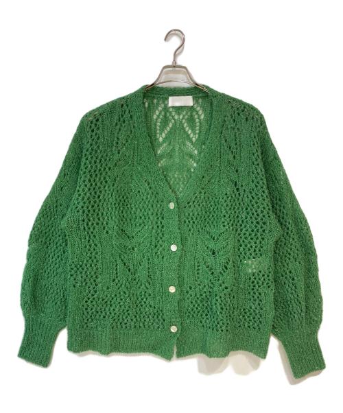 Mame Kurogouchi（マメクロゴウチ）Mame Kurogouchi (マメクロゴウチ) Botanical Pattern Knitted Lame Cardigan グリーン サイズ:2の古着・服飾アイテム