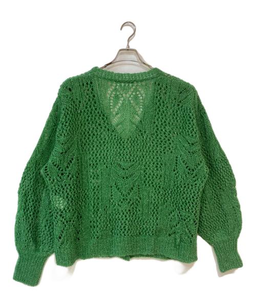 Mame Kurogouchi（マメクロゴウチ）Mame Kurogouchi (マメクロゴウチ) Botanical Pattern Knitted Lame Cardigan グリーン サイズ:2の古着・服飾アイテム