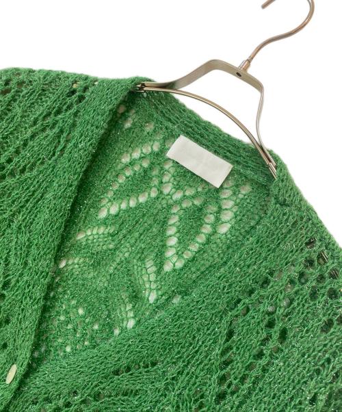 Mame Kurogouchi（マメクロゴウチ）Mame Kurogouchi (マメクロゴウチ) Botanical Pattern Knitted Lame Cardigan グリーン サイズ:2の古着・服飾アイテム